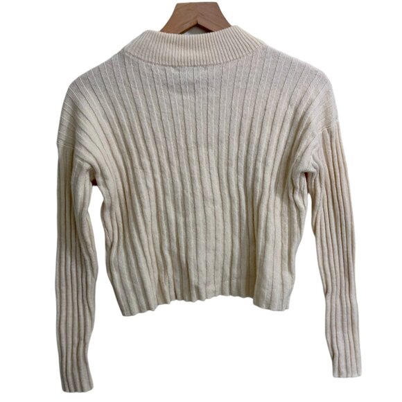 Madewell Ribbed Mock Neck Crop Wool Blend Pullover Sweater S - Picture 4 of 5